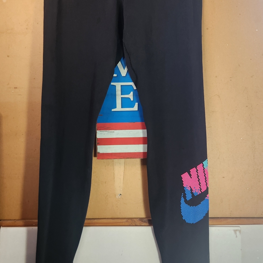 Nike Kids Black Leggings with Colorful Logo